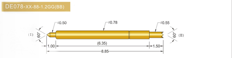 078雙頭探針尺寸、BGA雙頭頂針、雙向可動探針、帶彈簧頂針、測試探針