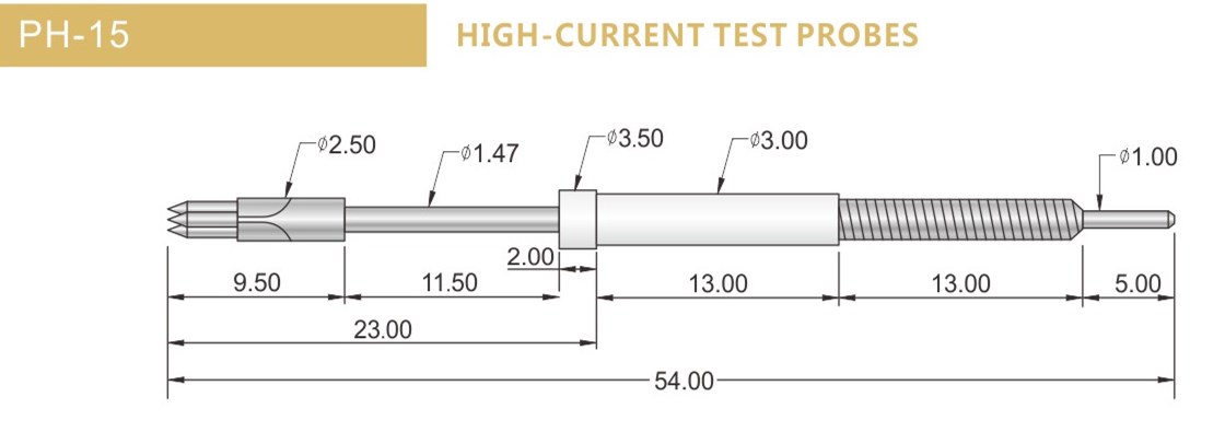 PH-15測試探針尺寸，華榮華探針選型規(guī)格